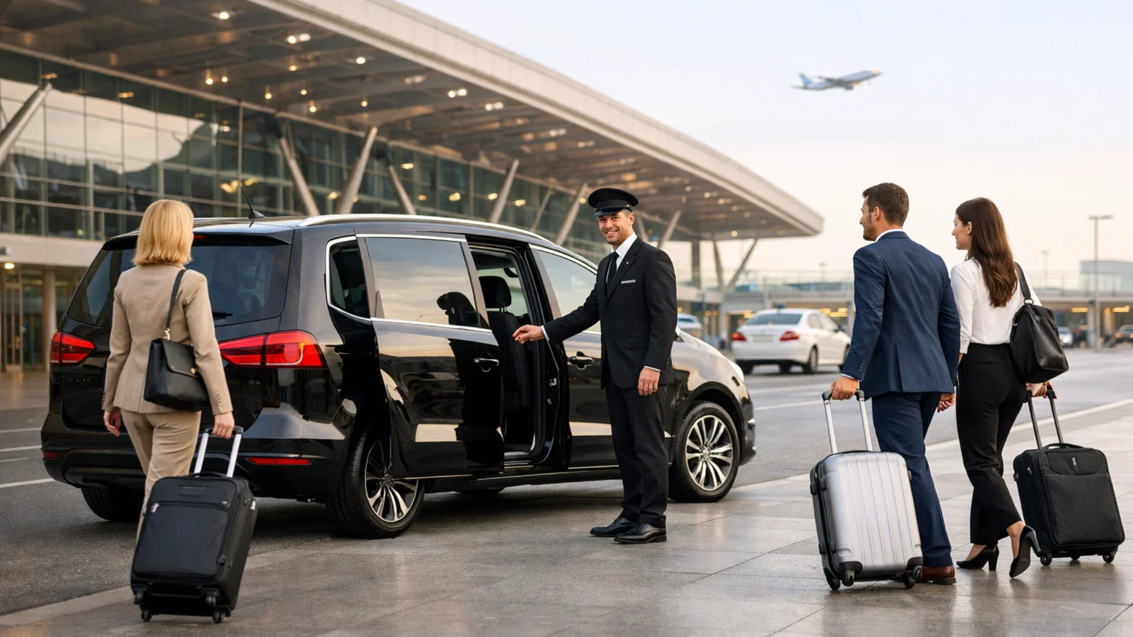 Family boarding HP Taxis 7 seater taxi for airport transfer