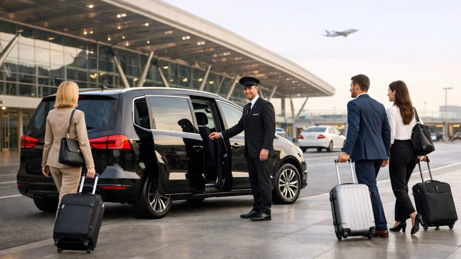 Family boarding HP Taxis 7 seater taxi for airport transfer