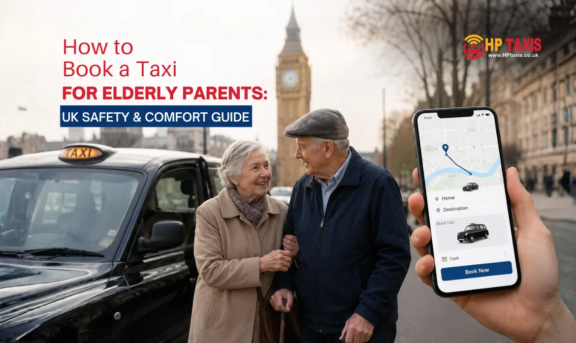 HP Taxis driver helping elderly passengers into a comfortable taxi in Haywards Heath