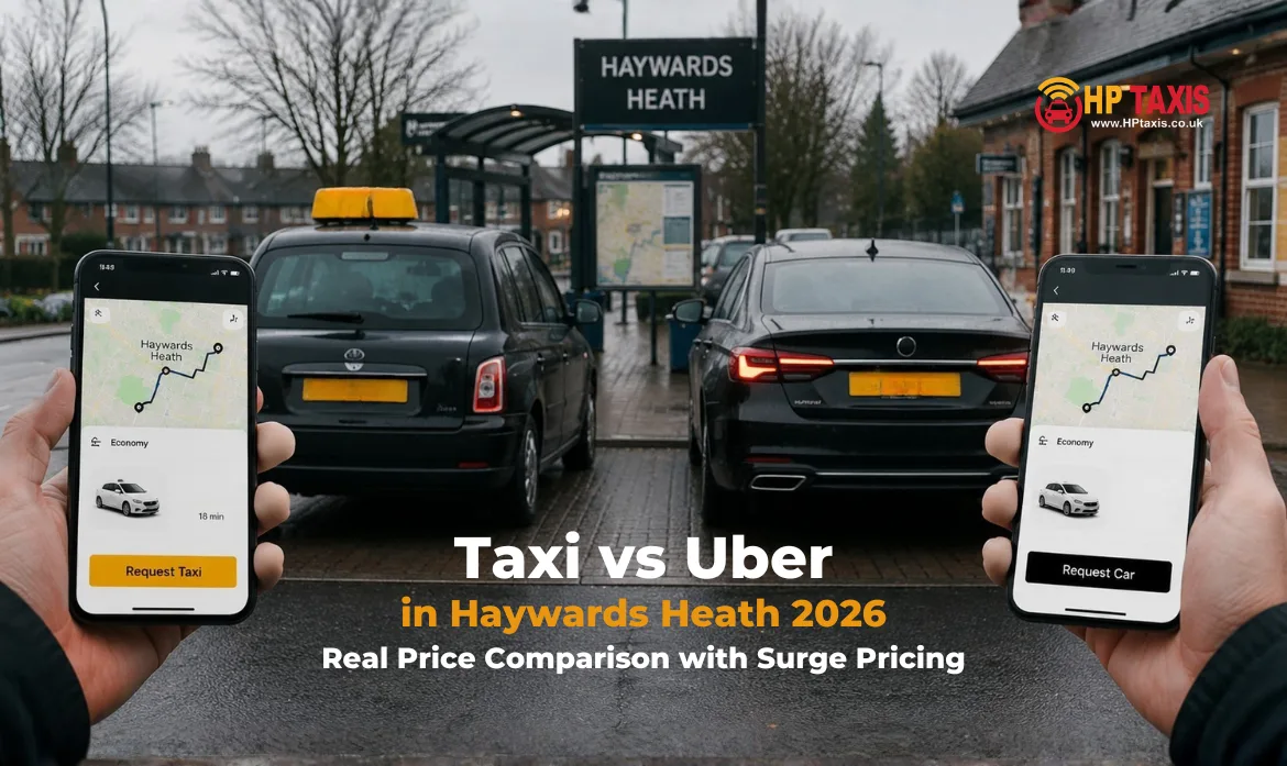 Taxi vs Uber price comparison in Haywards Heath for airport and local travel