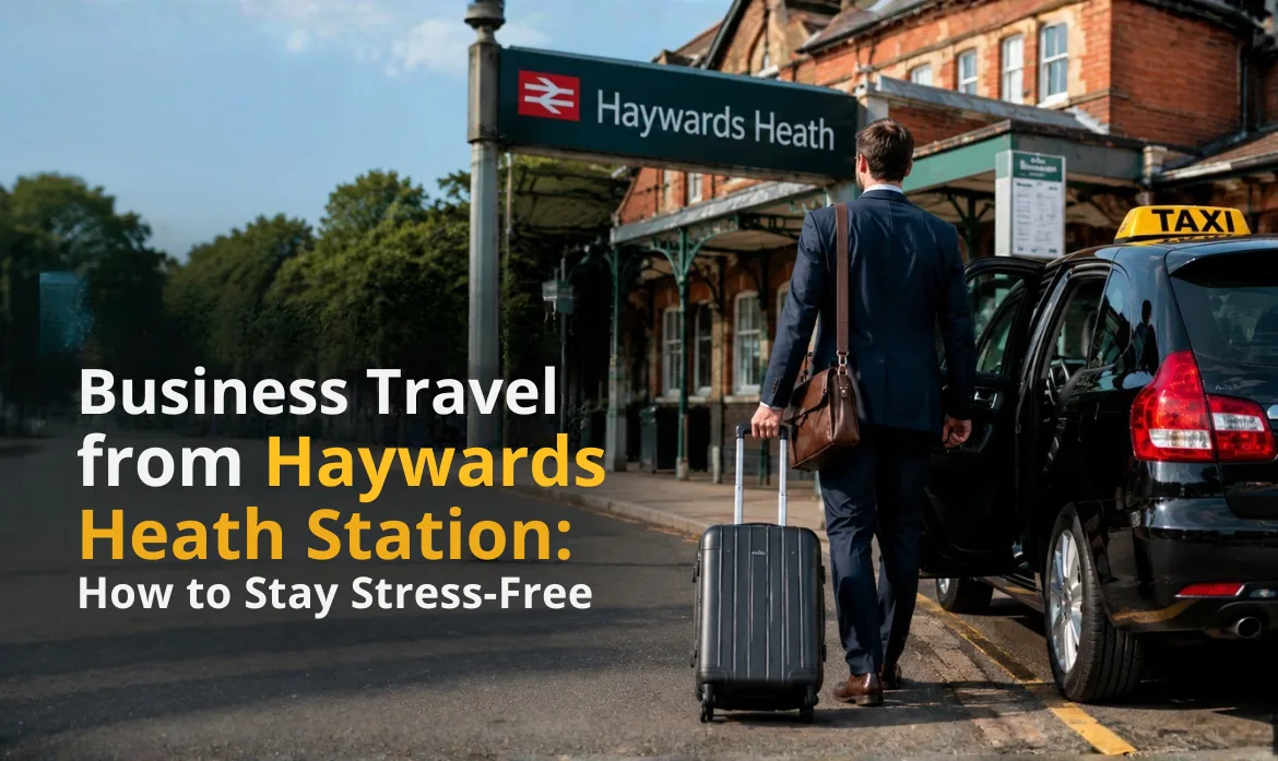 Business traveller using taxi service from Haywards Heath Station